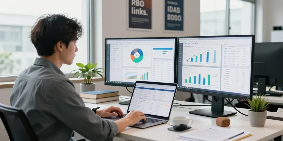 PBN links for sale marketing analysis in a modern office with data displays.