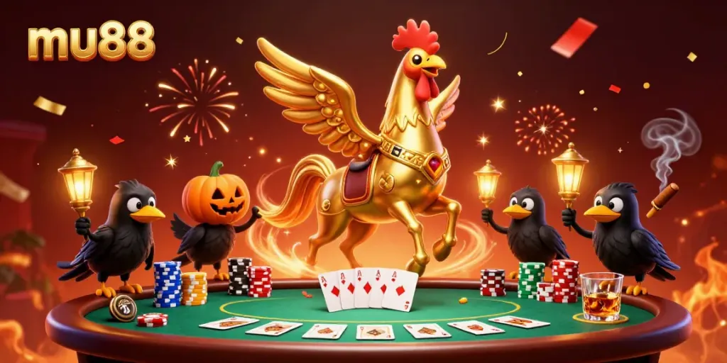 Experience thrilling gameplay at mu88 with a vibrant casino scene bursting with energy.