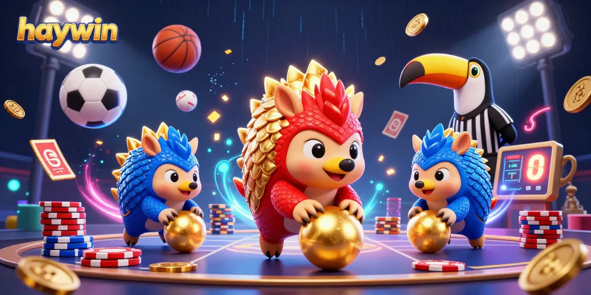 Compete in dynamic gaming with haywin's colorful pangolin rivals and energetic sports elements.