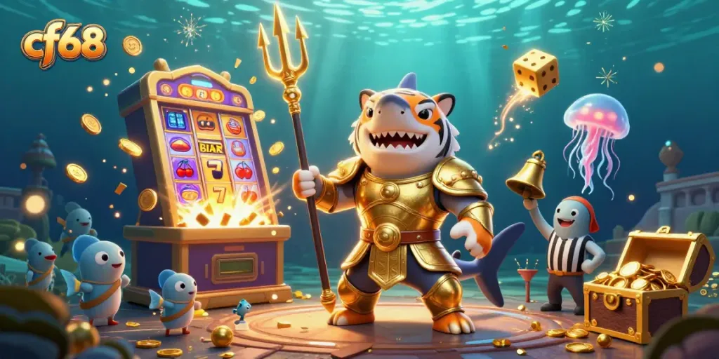 Join the cf68 adventure of winning as the tiger shark battles for treasures amidst a jackpot explosion.
