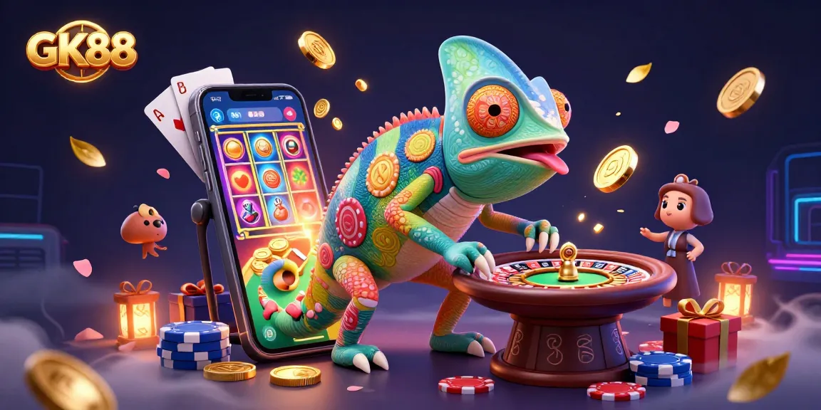 Experience thrilling gameplay at GK88, where colorful slot reels explode with golden coins.