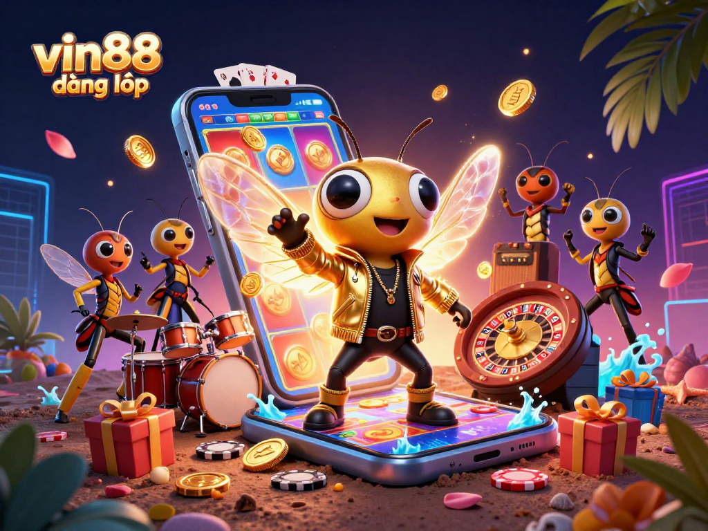 Experience vin88 đăng nhập with exciting slots and vibrant gameplay in this stunning illustration.