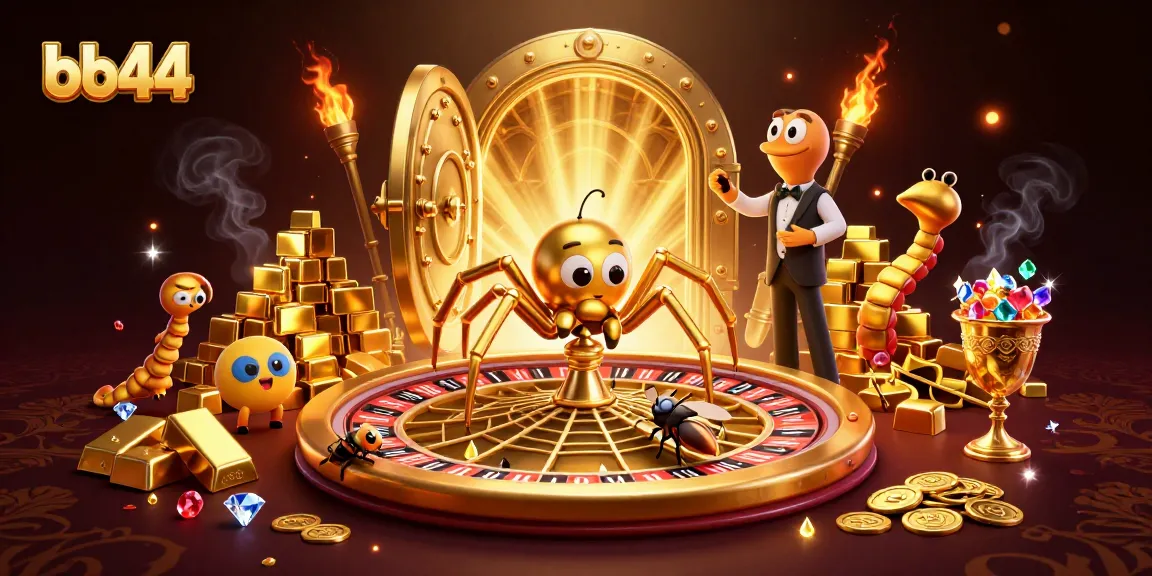 Spin the roulette wheel with bb44, featuring a golden spider and a centipede croupier.