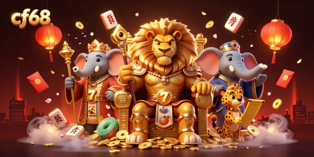 Engage in thrilling gameplay at cf68 with a king, an advisor, and a messenger in a packed casino scene.