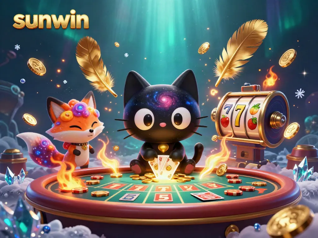 Engage with sunwin's cosmic casino, featuring vibrant characters and dynamic game elements.