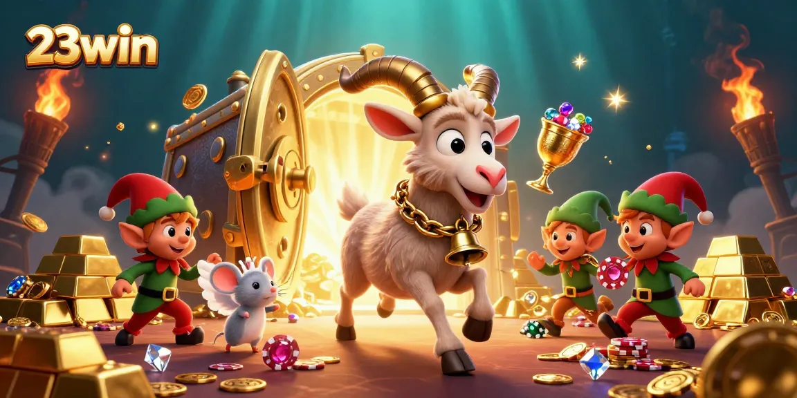 Engage in exciting casino action with 23win featuring Krampus, angel mouse, and gremlins.