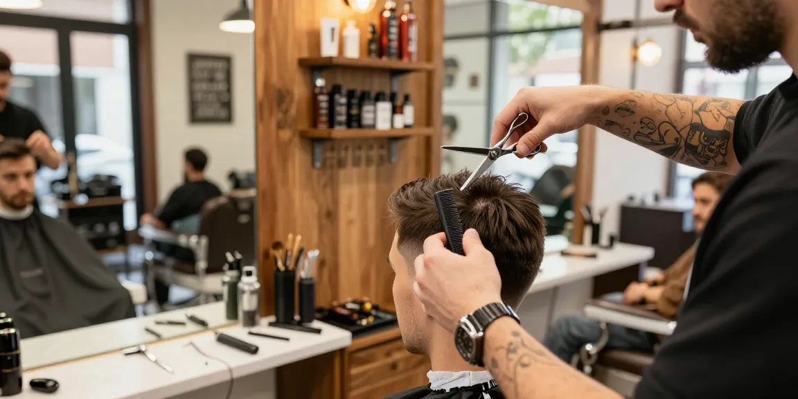 rokok88 stylish barbershop scene showcasing precision haircuts and professional grooming atmosphere