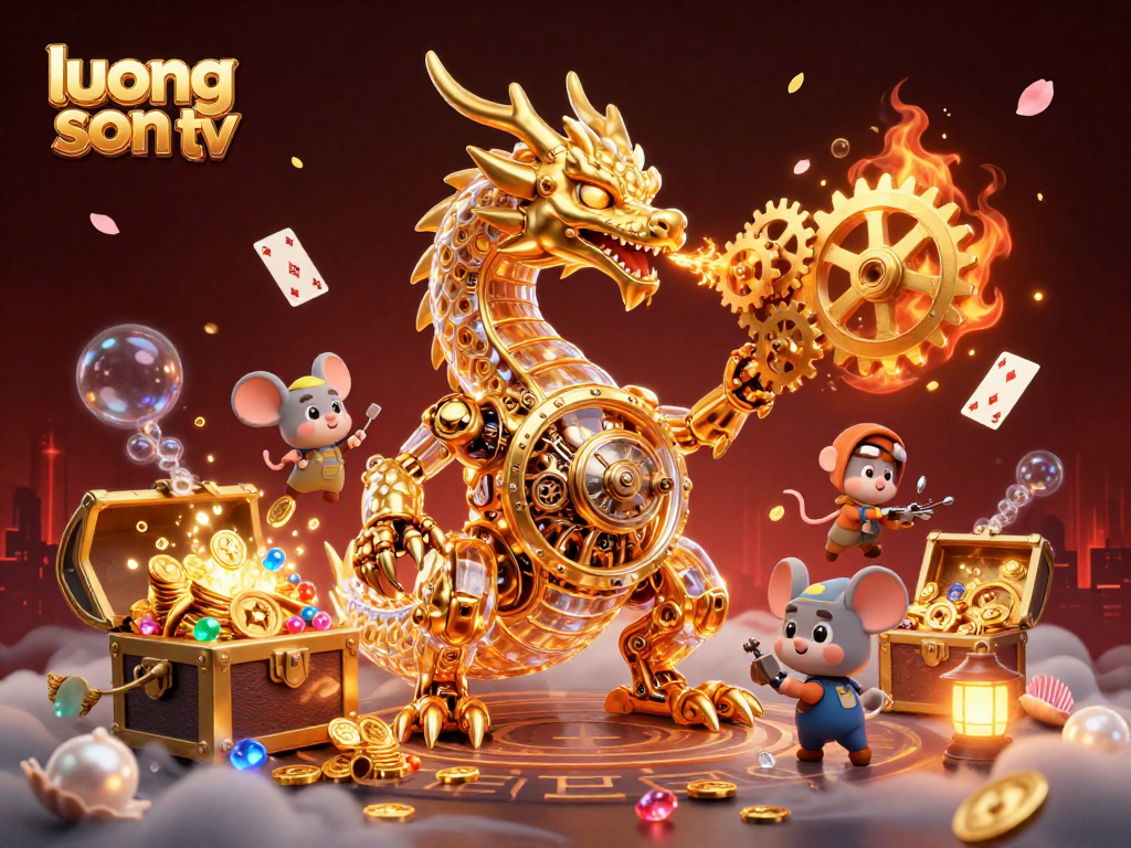 Experience the thrill of gambling with luong son tv, showcasing a detailed 3D dragon and dynamic casino elements.
