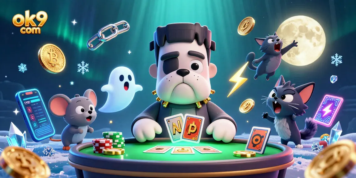 Engage in thrilling gameplay at ok9 com with a cartoon-like casino scene featuring unique characters and vibrant game elements.