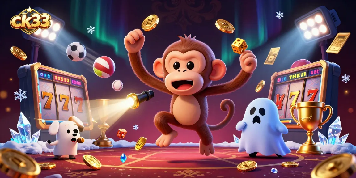 Engage with ck33's exhilarating slot experience featuring a playful poltergeist monkey and sports bets galore.