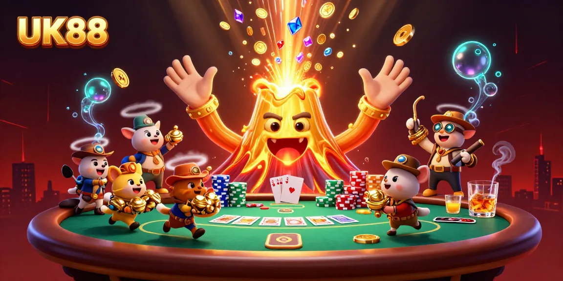 Unleash winning potential at UK88 with a triumphant golden volcano and treasure seekers.