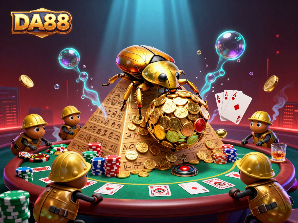 Activate excitement with DA88's vibrant casino scene featuring gold coins and poker elements.