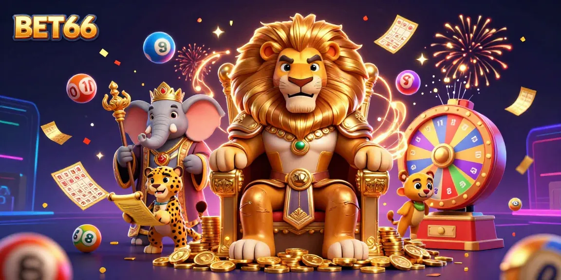 Experience jackpot thrills with BET66 in a vibrant gambling scene filled with lottery elements.