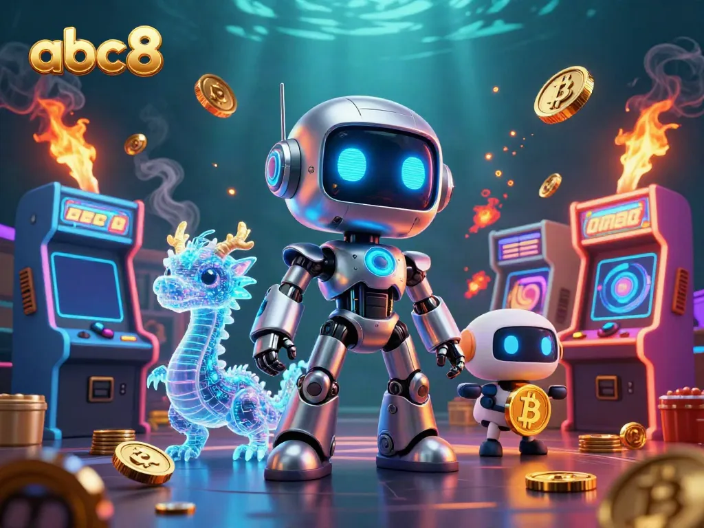 Experience the dynamic casino world with abc8, where cyberpunk robots and slot reels collide.
