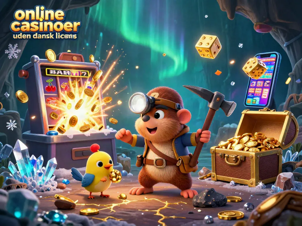 Win big at online casinoer uden dansk licens with our adventurous treasure hunter illustration.