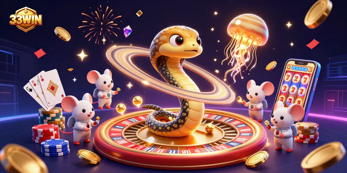 Experience thrilling games at 33WIN with tiny astronaut mice betting on a cosmic roulette wheel.