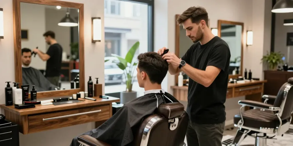 Experience rokok88's premium grooming services in a stylish barbershop setting.