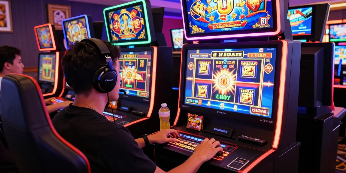 Player enjoying slot gacor online games at a vibrant casino setup.