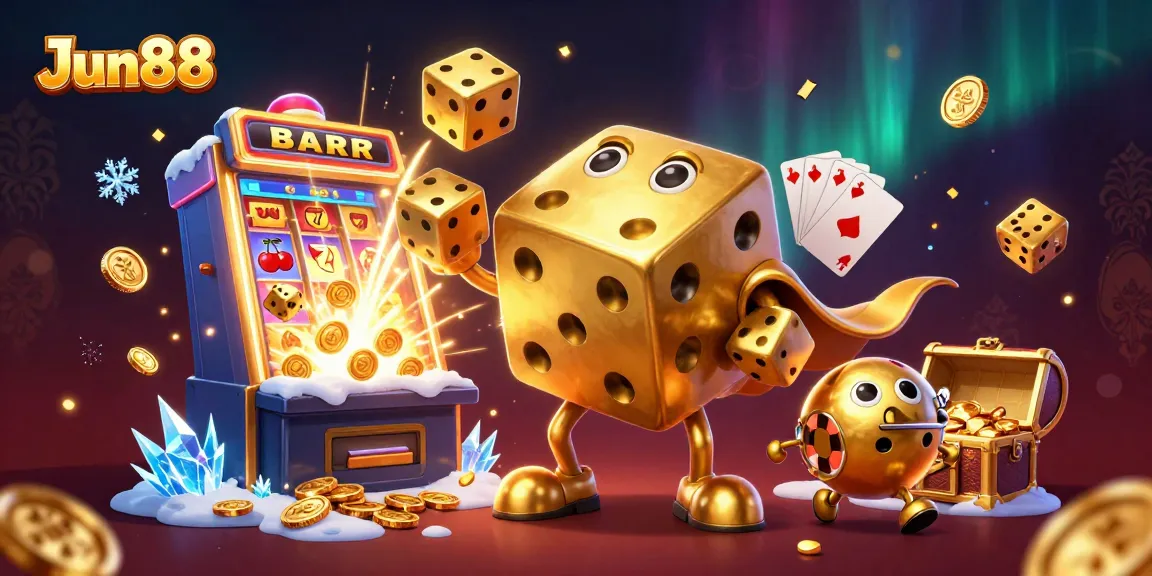 Experience thrilling gameplay action at Jun88 with golden dice and vibrant casino elements.