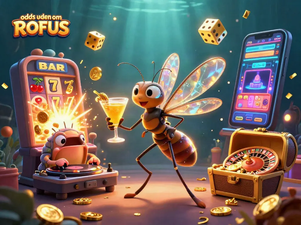 Experience odds uden om ROFUS in this vibrant casino scene bursting with action and excitement.