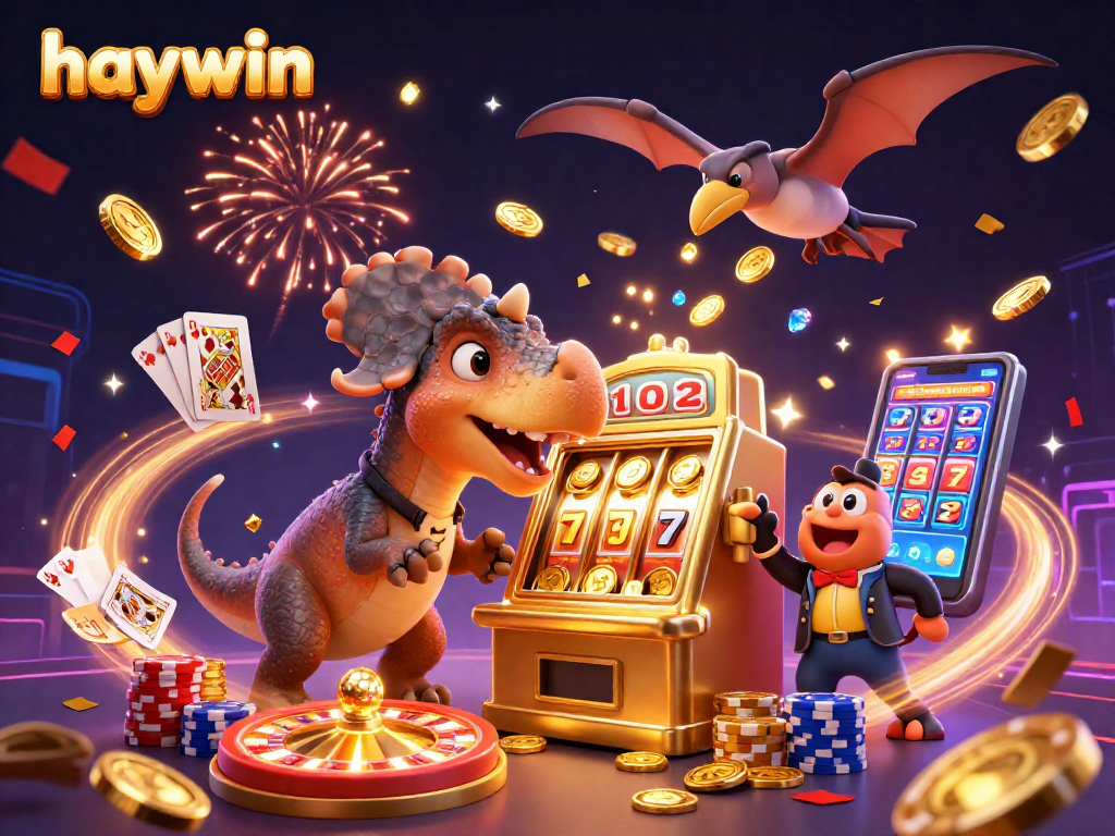 Experience haywin's thrilling jackpot with our dynamic pachycephalosaurus and vibrant casino scene.