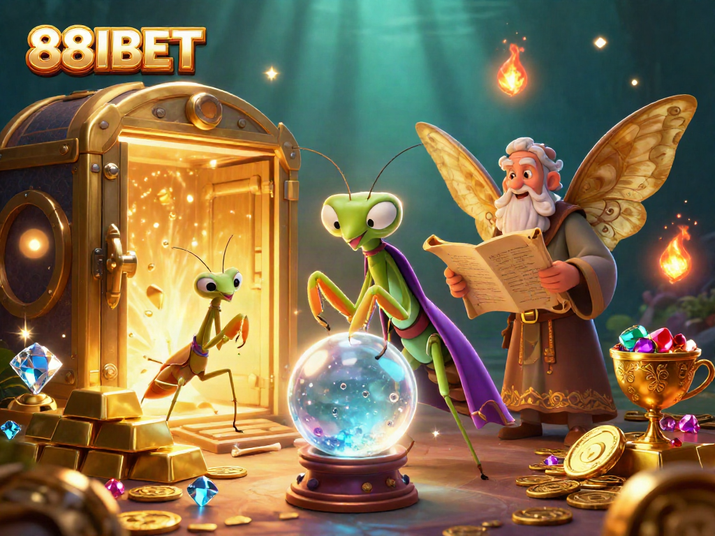 Engage with captivating 88IBET gaming elements within a mystical casino-inspired scene.