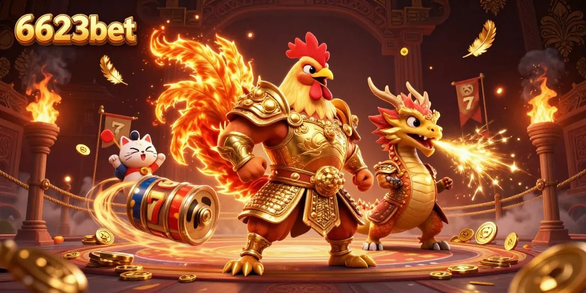 Experience the thrilling jackpots at 6623bet with dynamic slot reels and fiery characters in action.