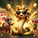 Experience the winning thrill at jokaroom paypal casinos with a vibrant 3D illustration of Medusa and a warrior mouse amidst casino elements.