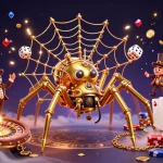 Join the excitement at 888new3 with a steampunk spider catching dice in its web!