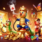 Experience exhilarating gaming at Go88 with vibrant scenes of treasure and poker.