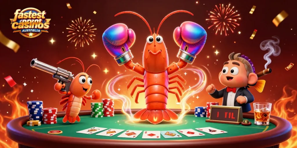 Engaging illustration showcasing the fastest payout casinos Australia with vibrant casino characters.