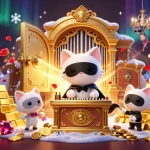 Experience the excitement of tỷ lệ nhà cái in a vibrant casino scene with animated characters and treasures.