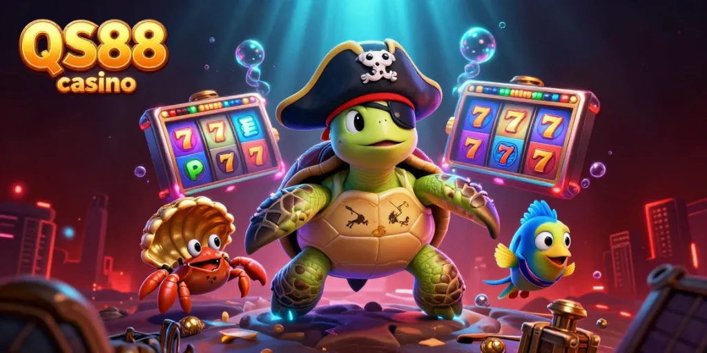 Engage in thrilling slots at QS88 casino featuring vibrant symbols and dynamic characters.