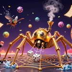LUCK8 spins vibrant lottery balls and golden treasures in a whimsical steampunk scene.