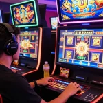 Player enjoying slot gacor online games at a vibrant casino setup.
